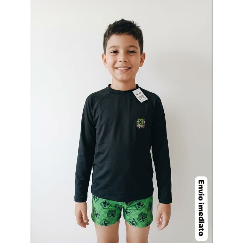 Kit Blusa Proteção Solar UV50 com Sunga Menino Herois Natação Conjunto