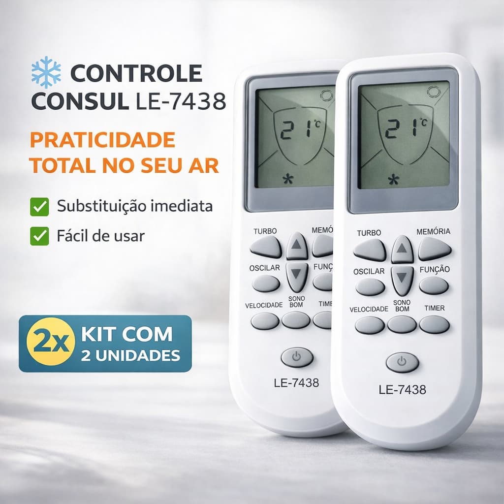 Kit 2 Controle Remoto Para Ar Condicionado Consul Split Le-7438