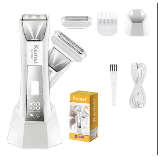 Aparelho Depilador Feminino KM-1847 Recarregável Aparador De Pelos Facial Corporal Kemei
