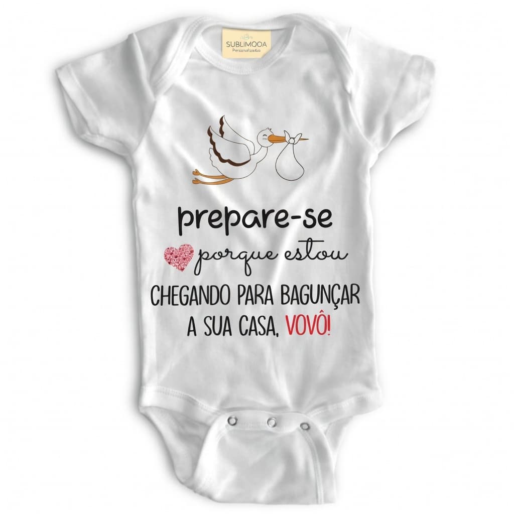 Body Bebê Personalizado - Prepare-se Vovó Estou Chegando 🍼👶💖 - Poliéster + Elastano - Estica!