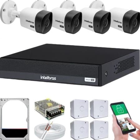 Kit Segurança 4 Câmeras Intelbras Dvr 1204c HD 500GB