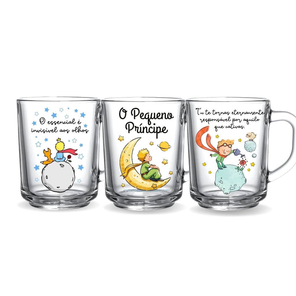 Kit 3 Caneca O Pequeno Príncipe Geek O Essencial É Invisível Aos Olhos Decorativo