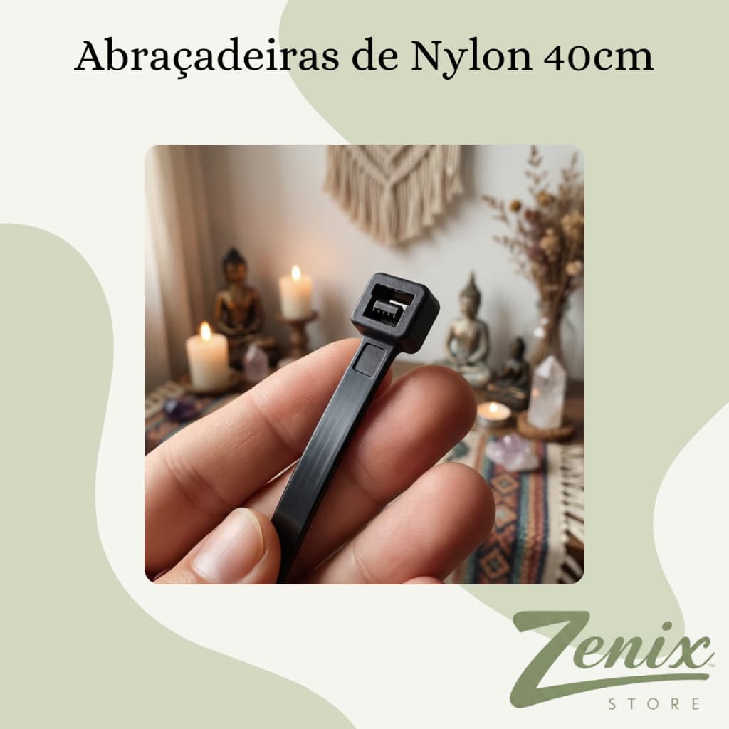 Abraçadeira Nylon 40cm Enforca Gato Lacre Preto Reforçado Organizador De Cabos 50 Unidades