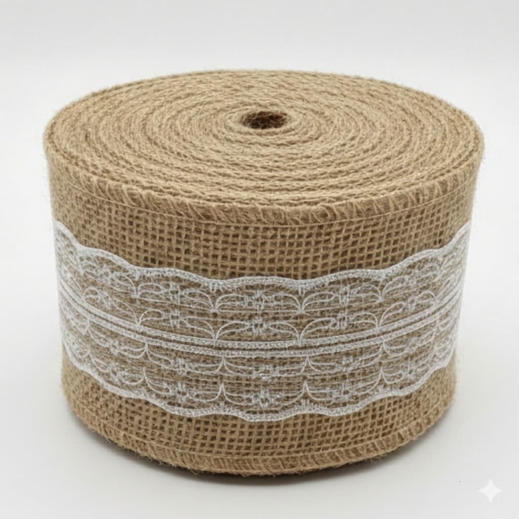 Fita De Juta Com Renda Natural 8cm * 9,5mt - Para Artesanato Decoração A MELHOR QUALIDADE DO MERCADO