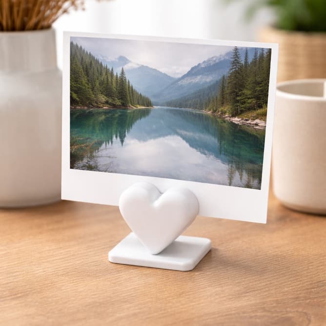 Porta Fotos Coração 3D Branco Decoração Minimalista Porta Retrato Presente Criativo Amor Polaroid