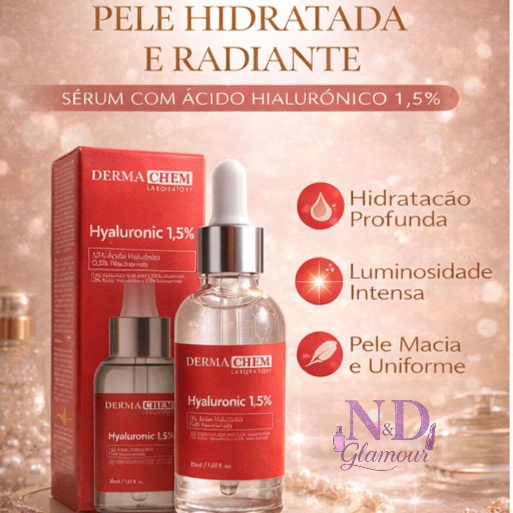 Sérum Ácido Hialurônico Derma Chem 30ml - Hidratação Profunda, Uniformiza