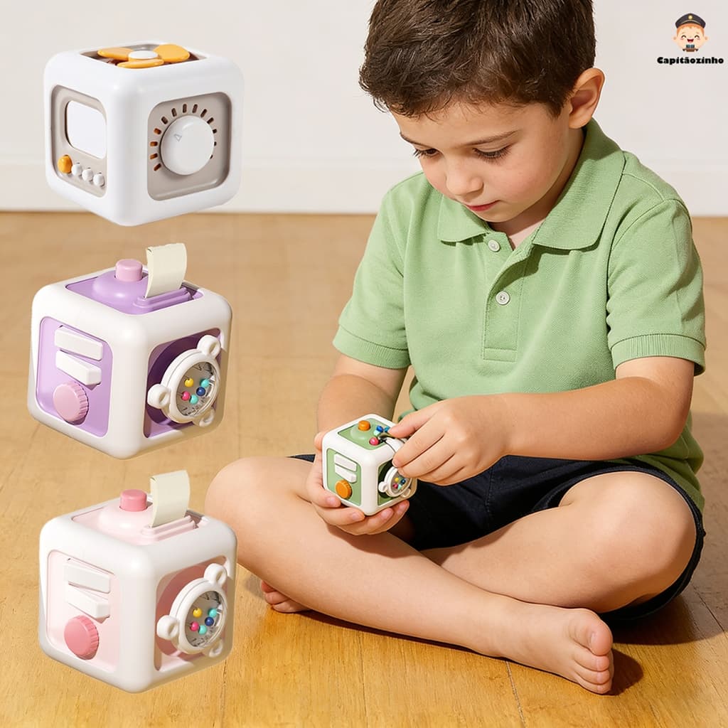 6 em 1 Montessori Brinquedos Educativos Sensory Busy Board Baby Practice Skills Drawer Cube Fidget Brinquedos Educativos