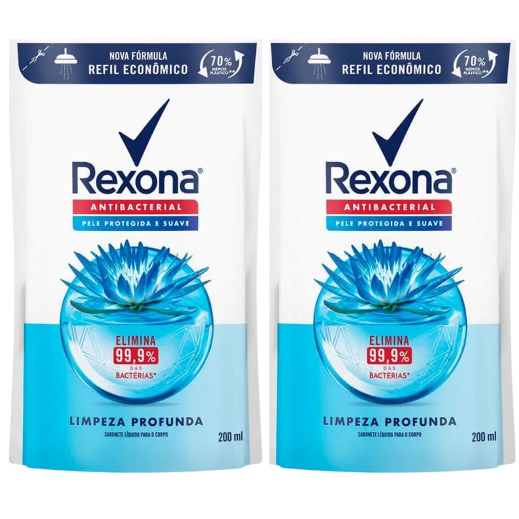 Kit 2 Refil Sabonete Liquido Rexona Limpeza Profunda 200ml cada