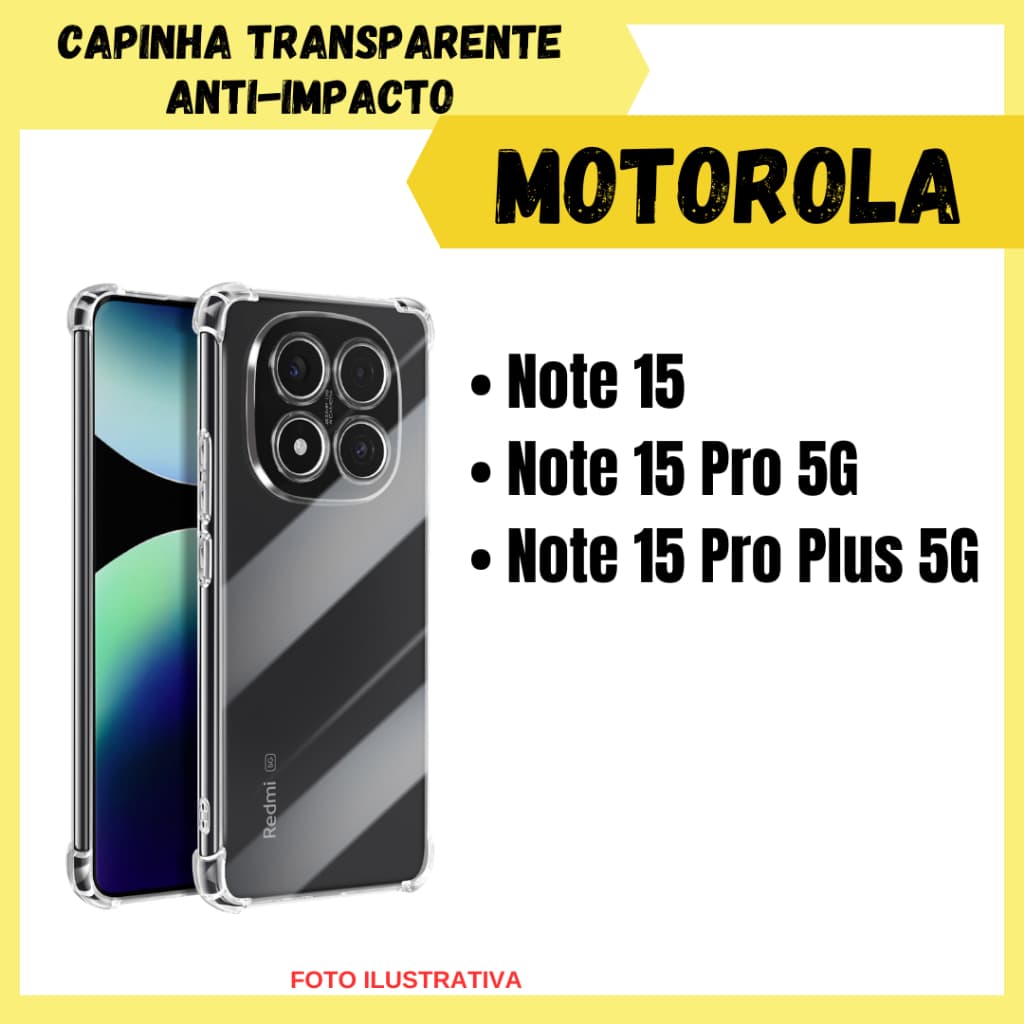 Capinha Transparente Anti Impacto Xiaomi Redmi Note 15 / Redmi Note 15 Pro 5G / Redmi Note 15 Pro Plus 5G (CF09).