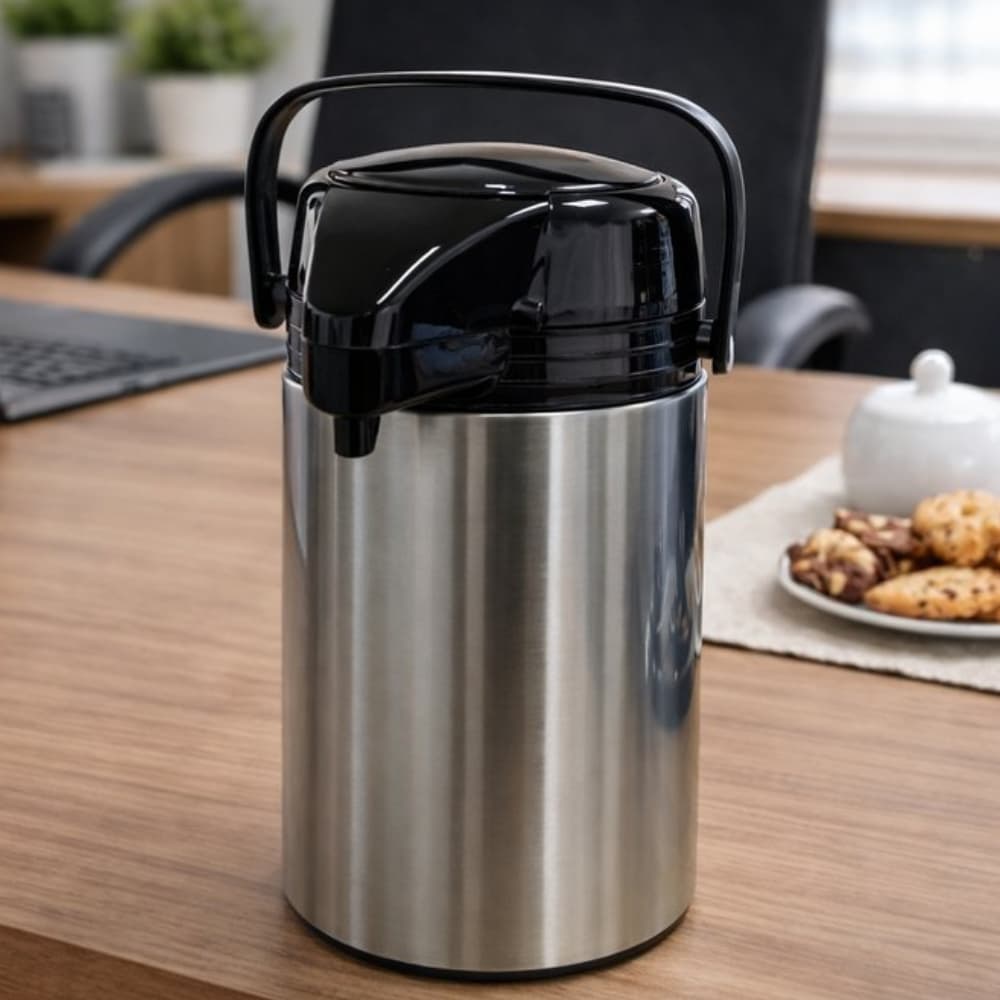 Garrafa Café Chá Água Bebidas Quentes Térmica 1,9L Inox Pressão Bomba Escritório