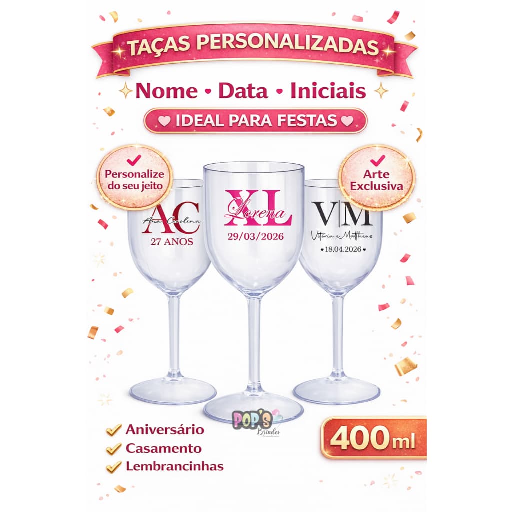 30 Taças de Vinho 400ml Pesoanlizada