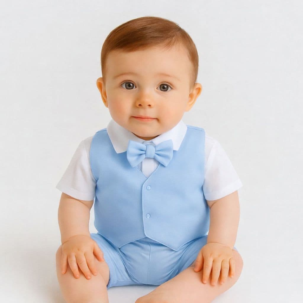 Conjunto Batizado Menino Samuel 4 Peças Azul Bebê Infantil Conjunto Social Para Festas E Batizados Para Menino
