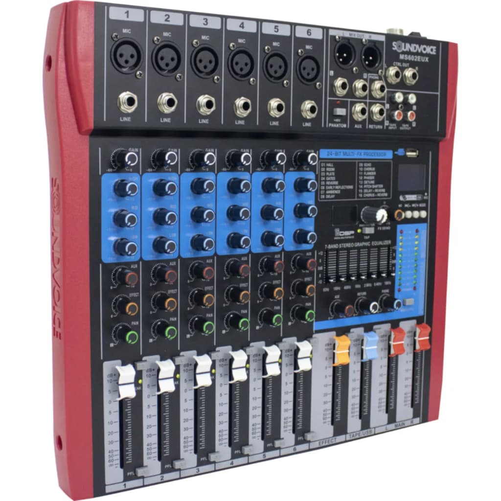 Mesa De Som Eux Ms-602 Eux 6 Canais 16 Efeitos Bluetooth