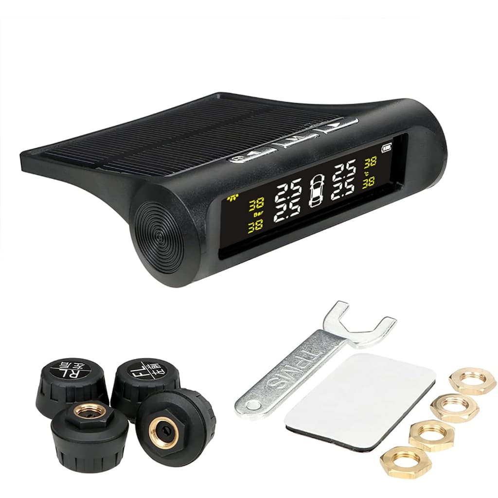Monitor de Pressão dos Pneus Solar – TPMS Digital sem Fio p/ Carro