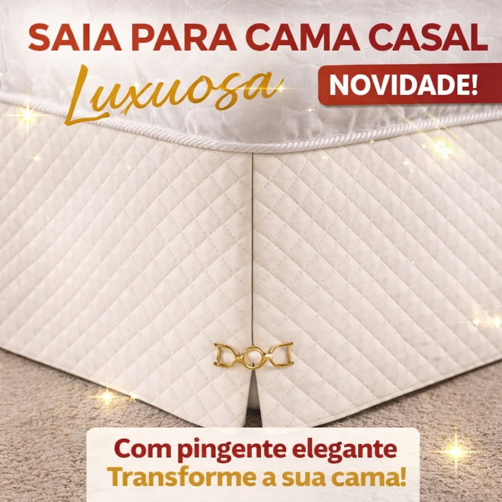 Saia Para Cama Box Casal Matelassê Protetora Com Pingente Premium