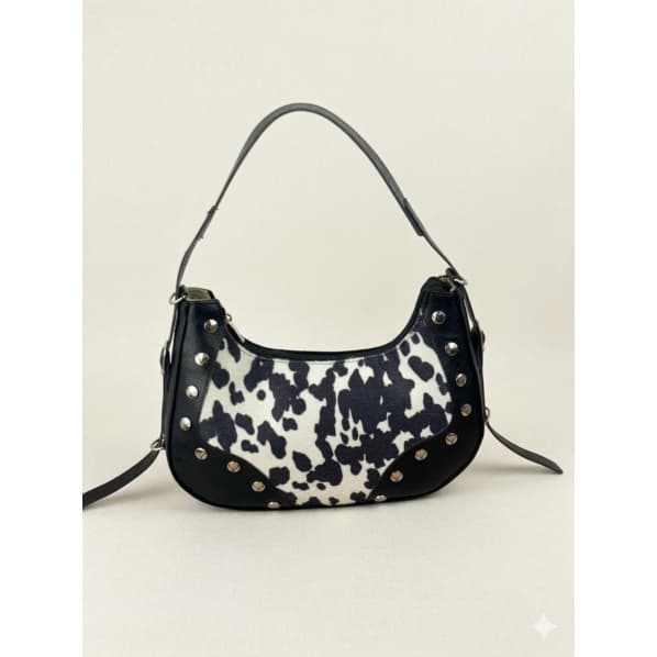 Bolsa Feminina Baguete Western Estampa Vaca Com Ilhoes Luxo Texas Ana Castela Rodeio Envio Imediato
