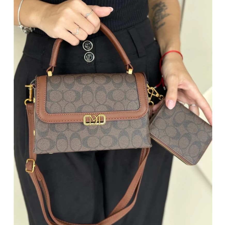 Bolsa Feminina Transversal Pequena Estruturada Luxo Alça de Mão e Ombro com Carteira Feminina