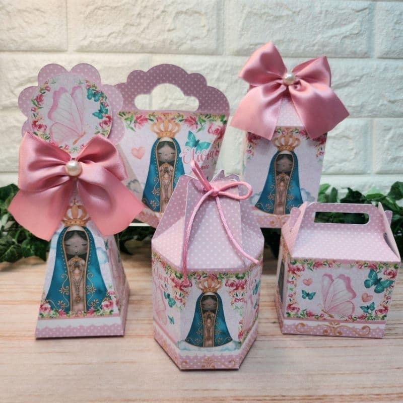 Nossa Senhora Aparecida Rosa Jardim Personalizado l Kit Festa l Lembrançinha l Caixinhas Personalizadas Festa Infantil