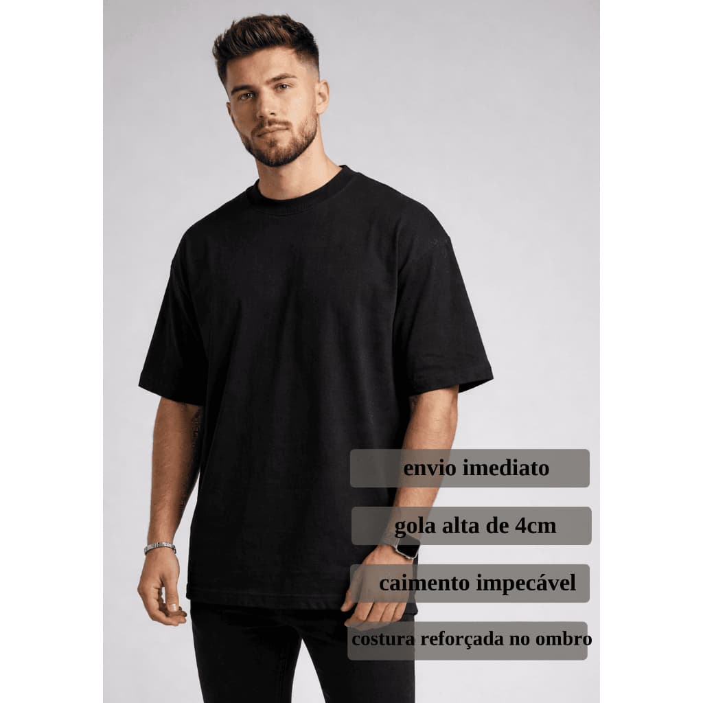 Camiseta Oversized Streetwear Lisa Masculina Malha Macia Confortável Respirável Moda Street