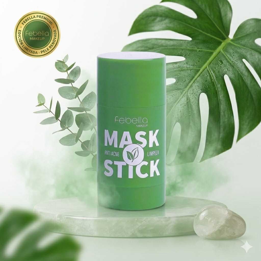 Máscara Facial em Stick Chá Verde - Antiacne e Limpeza Profunda - Febella