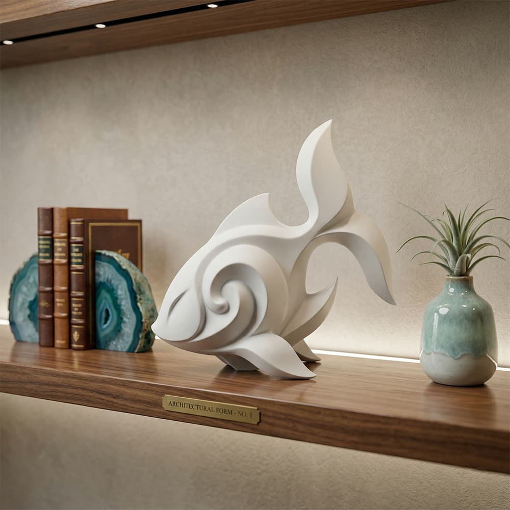 Peça Decorativa Peixe Esculpido em Estilo Contemporâneo