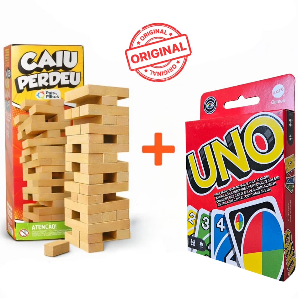 Kit Jogo Caiu Perdeu + Uno Original | Diversão em Grupo | Jogo Educativo | Jogos em Família