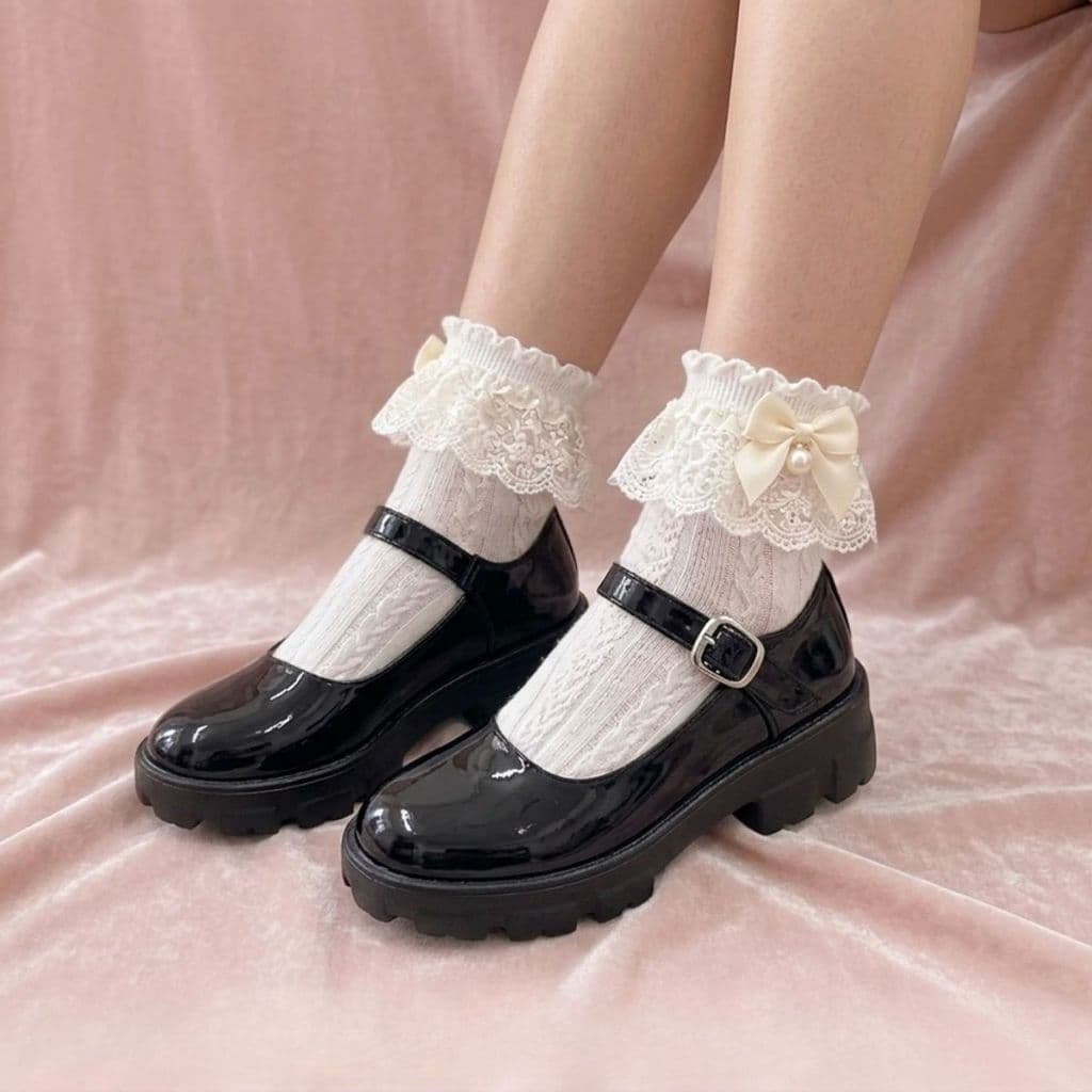 sapato mary jane lolita boneca plataforma tratorada verniz coquette kawaii colegial cosplay japonês