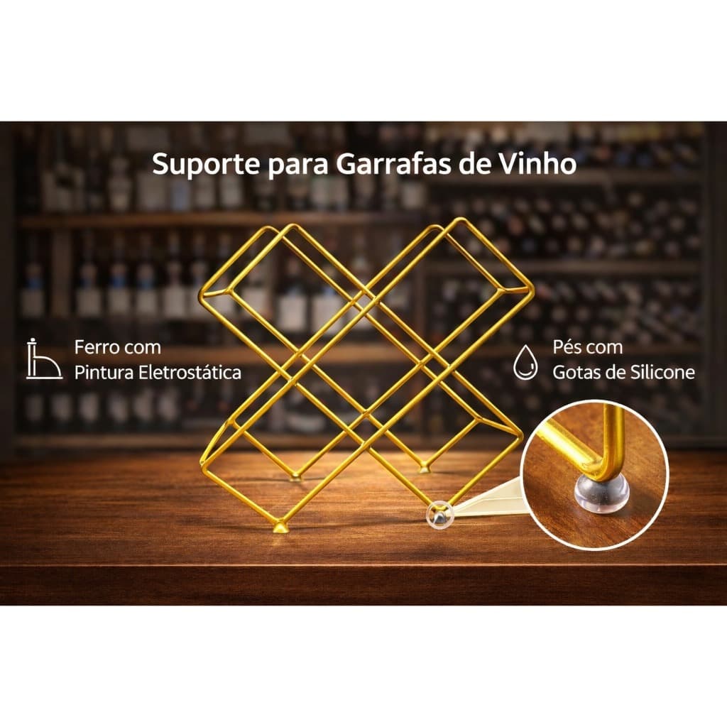 Suporte Adega para vinhos com os pés com antiderrapante de mesa