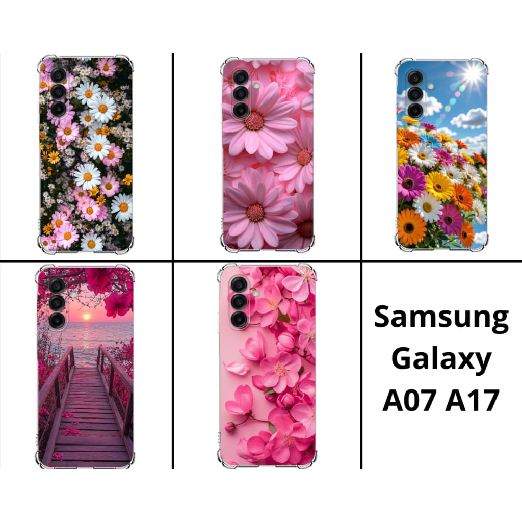 Capinhas Cases TPU Capas de Celular Samsung Galaxy A07 A17 Flores Lindas Rosas Flor Natureza
