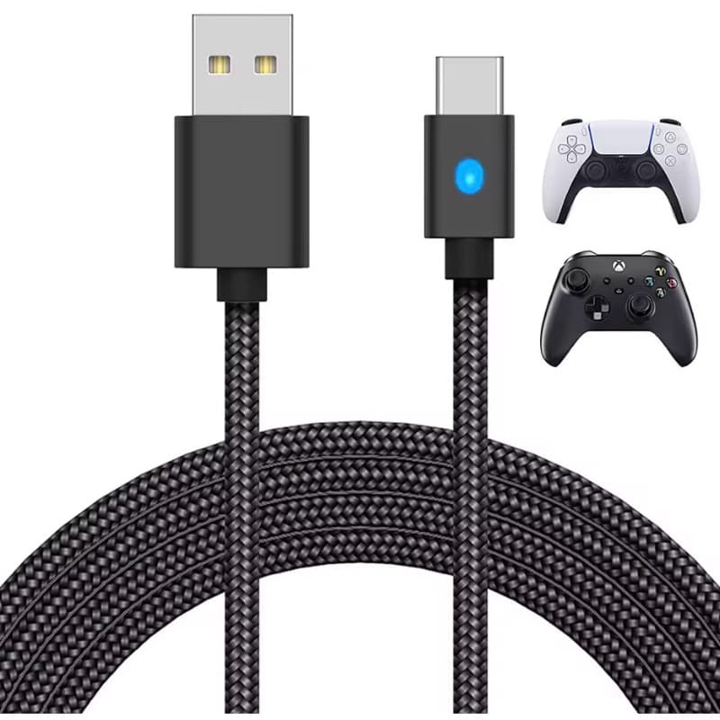 Cabo USB Tipo-C 3 Metros para Controle PS5 DualSense