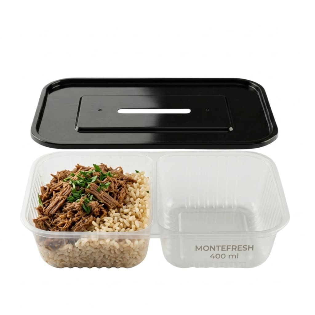 Marmita  400ML Plastico Reforcado Com Tampa Ideal Para Congelar e Aquecer alimentos 10 Unidades