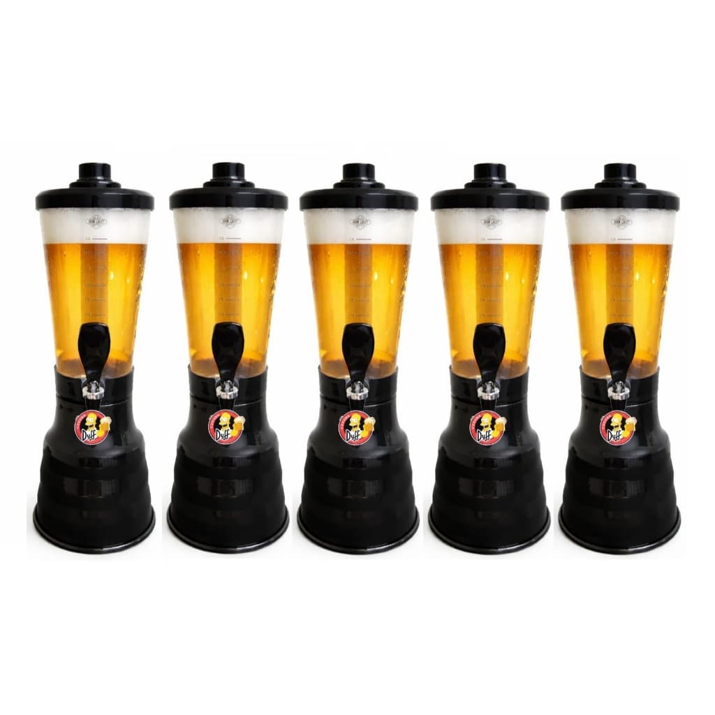 5 Torre De Chopp Beer 2.5 Litros Gira 360 Copo Acrílico Tubo Gelante - Duff Cheers