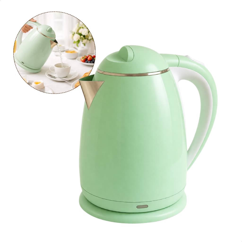 Chaleira Elétrica 1,8l 1000w 127V Verde, Azul e Rosa Aquecimento Rápido e Desligamento Automático