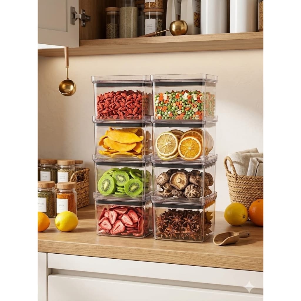 Kit 8 Potes Herméticos 500ml Transparente Organizador Temperos