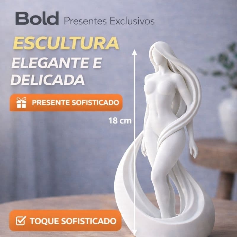 Escultura Decorativa Feminina Serena | Estilo Orgânico Minimalista | 18cm