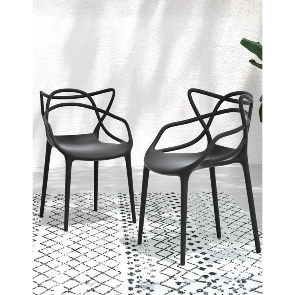 Kit 2 Cadeiras Jantar Moderna Sala Varanda Cozinha Allegra Área Gourmet Polipropileno Plástico Preta
