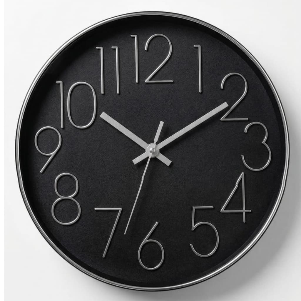 Relógio de Parede Grande 30cm Preto Silencioso Moderno Minimalista Decoração Sala Quarto Escritório