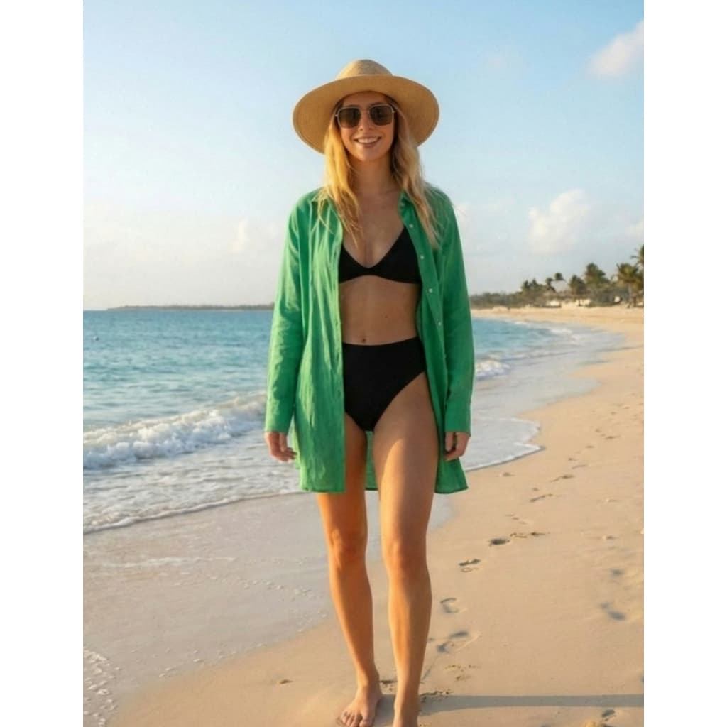 Saída de Praia Camisa Chemise Feminina Moda Verão Chic Lançamento Premium Tendência  Luxo