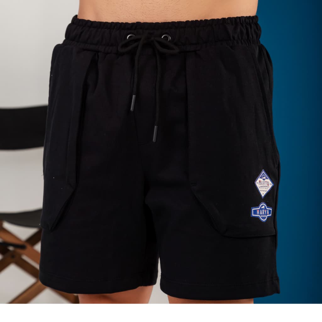 Shorts Masculino Moletom Street Confortável Haryn Casual Haryn Menswear Confortável Elástico na Cintura, Cordão e Bolsos