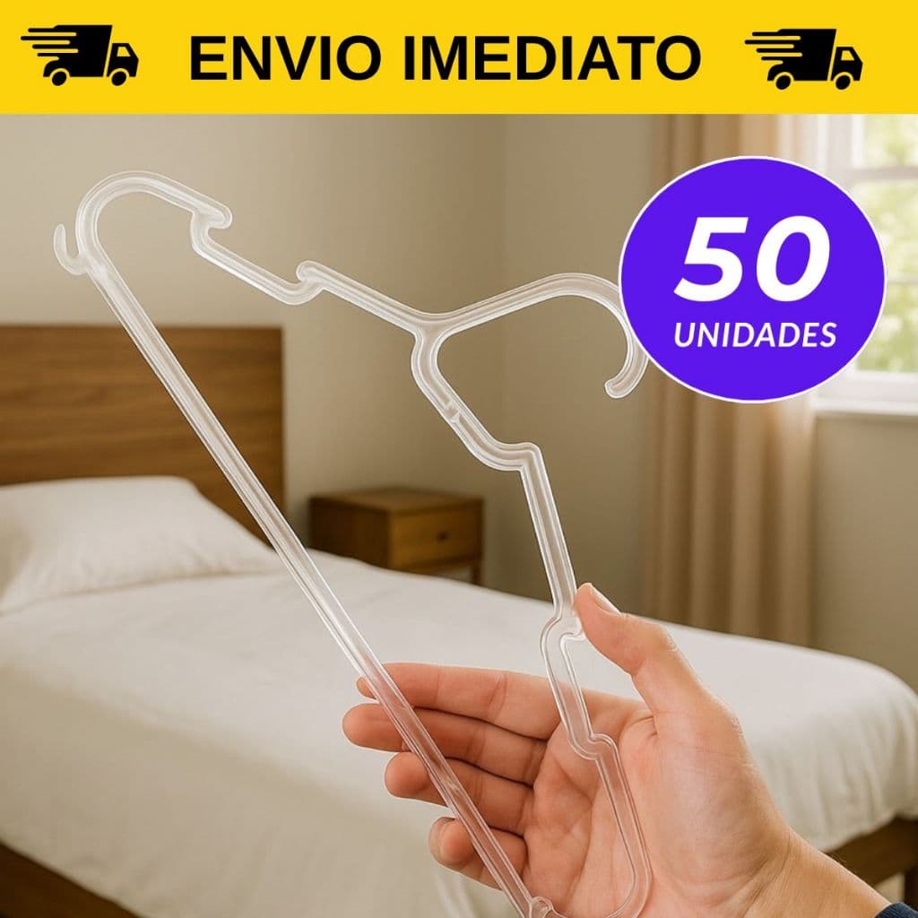 Kit até 50 Cabides Acrílico Adulto para Organização de Closet Loja Expositor de Roupas Atacado