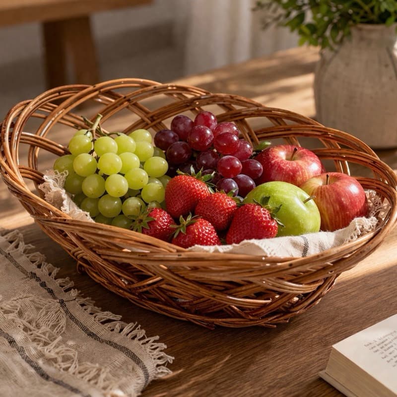 Cesta De Vime Envernizado Engomadeira Laranjeira Porta Objetos | Torradinha | Cozinha | Maquiagem | Frutas