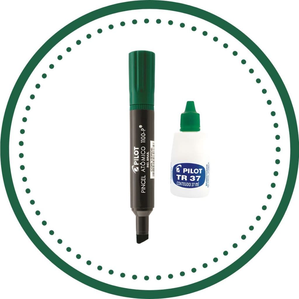 Kit Pincel Atômico 1100-P + Reabastecedor 37ML Verde Pilot _ Undade