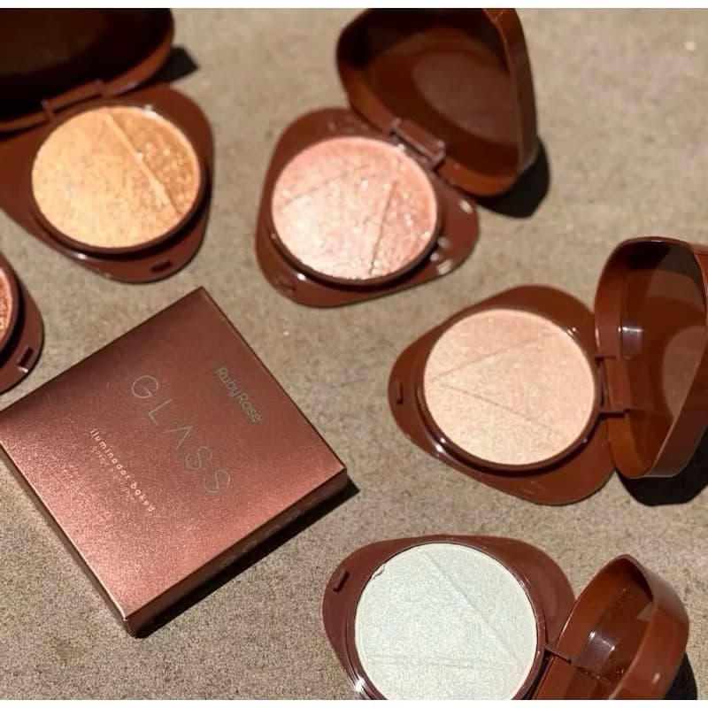 Iluminador Facial Ruby Rose Baked Glass Compacto Glow Intenso Efeito Natural
