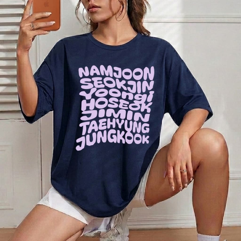 Camiseta Feminina BTS Camisa Despojada Blusa Urbana T-shirt Confortável Crt Unissex