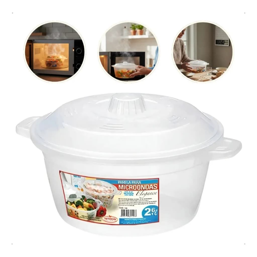Pote P/ Fazer Arroz Legumes Micro-ondas Com Tampa 2,6 L