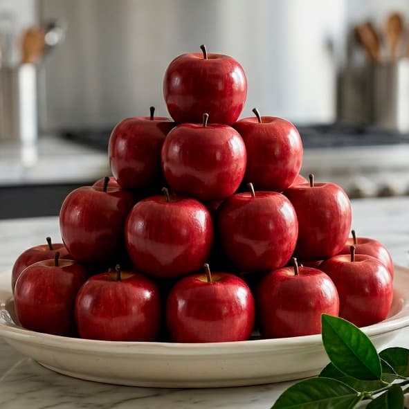 Kit Maçãs Vermelhas Artificiais Decorativas - Frutas Realistas para Ambientes e Vitrines - Luxo Premium
