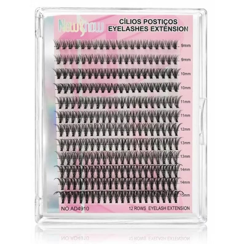 Cílios New Show Tufo Fio a Fio Mix 9mm a 15mm Extensão Volume Natural