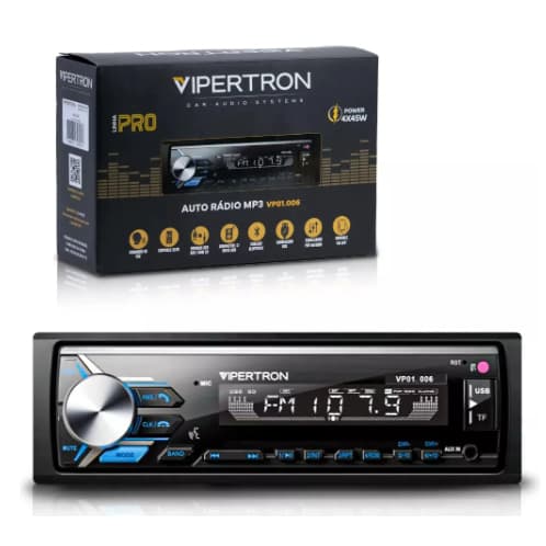 Radio AM FM Mp3 Com Bluetooth Usb Sd Comando Por Voz Vipertron 4 Saídas de Som Fort Som Automotivo Tipo Pioneere