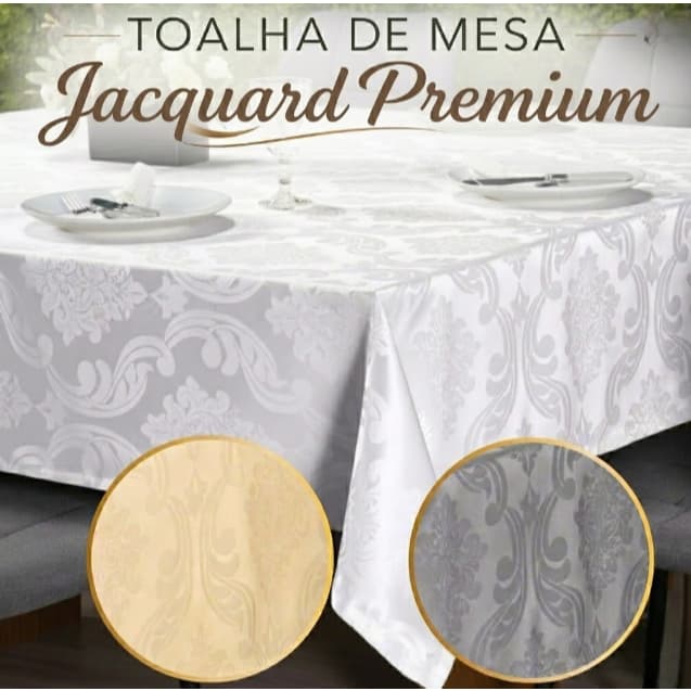 Toalha De Mesa Retangular Premium Jacquard de 4 á 10 Lugares - Medidas