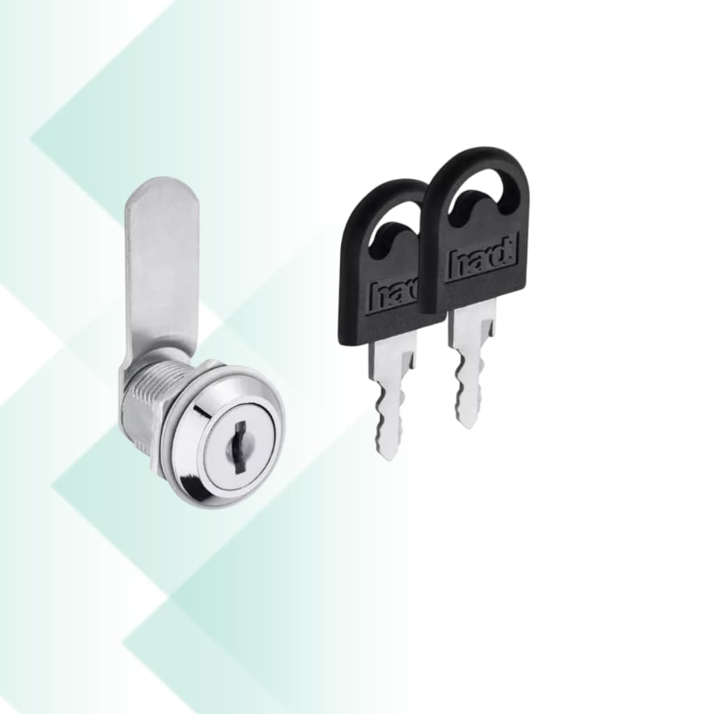 Fechadura de Aço Cromado para Móveis Gaveta 19x20mm Hardt - Com Chave, Porta e Armário